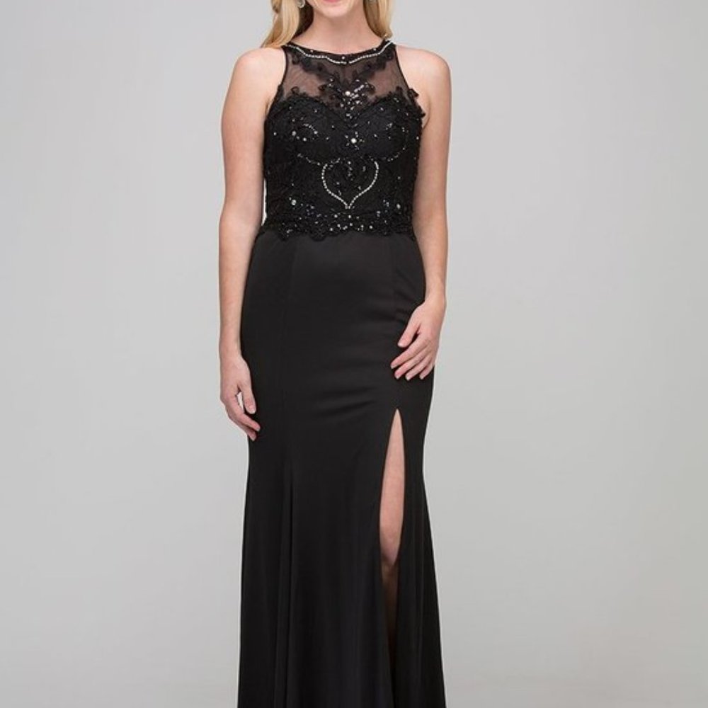 Parker Long Formal Embellished Lace Beaded  Details Dress Size L